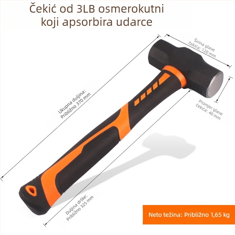 Oktagonalni čekić za rušenje zidova, čvrst jedinstveni kućište, težak ručni čekić