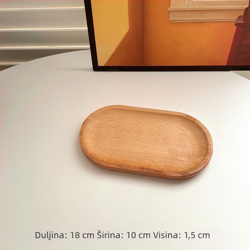 Okrugli drveni pladanj, japanskog stila ovalna mala drvena posuda za mliječne deserte, pladanj za prezentaciju