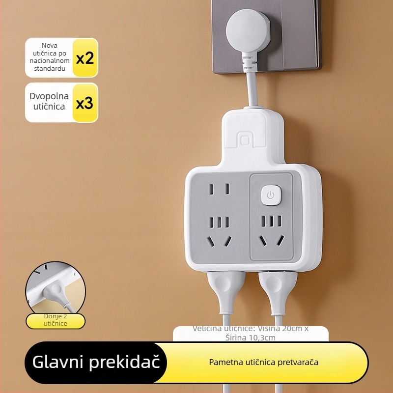 Višenamjenski produžni kabel s više USB priključnica, digitalnim zaslonom sata, pametnom utičnicom i noćnim svjetlom