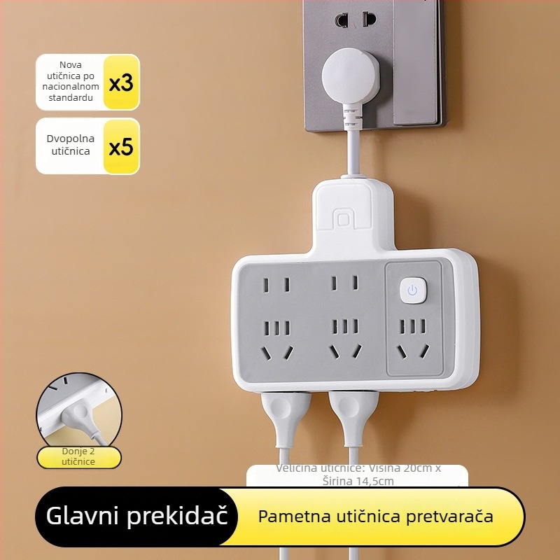 Višenamjenski produžni kabel s više USB priključnica, digitalnim zaslonom sata, pametnom utičnicom i noćnim svjetlom