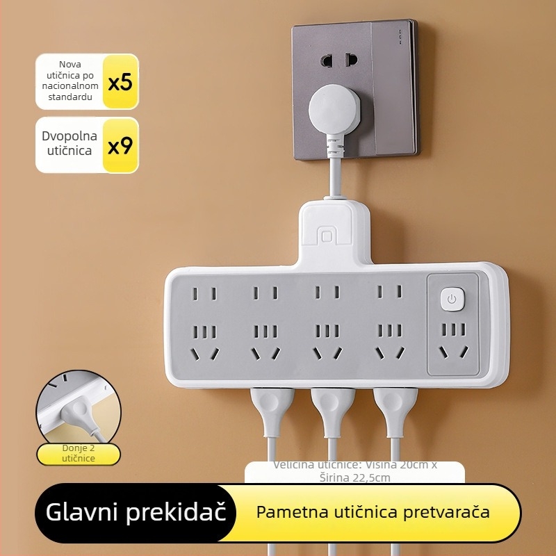 Višenamjenski produžni kabel s više USB priključnica, digitalnim zaslonom sata, pametnom utičnicom i noćnim svjetlom