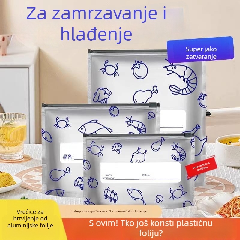 Vrećice od aluminijske folije za očuvanje svježine u hladnjaku, zrakonepropusne samouzavršavajuće vrećice za zamrznuto meso