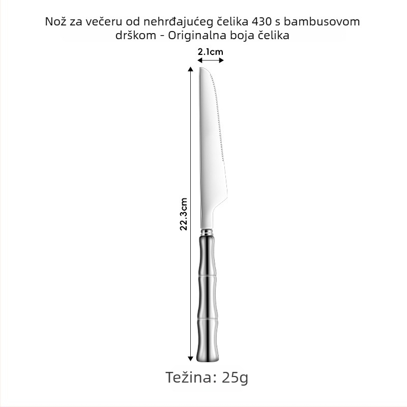 Set pribora od nehrđajućeg čelika 304 s keramičkom ručkom – nož, vilica i žlica (5 komada: nož za stol, vilica za stol, okrugla žlica, čajna žlica, špicasta žlica)