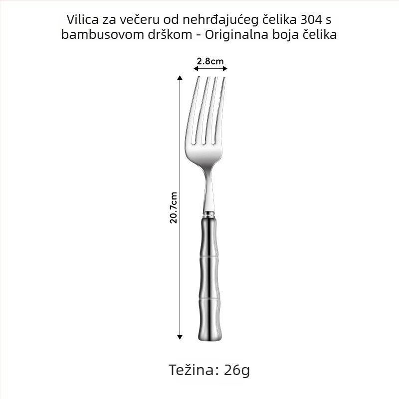Set pribora od nehrđajućeg čelika 304 s keramičkom ručkom – nož, vilica i žlica (5 komada: nož za stol, vilica za stol, okrugla žlica, čajna žlica, špicasta žlica)