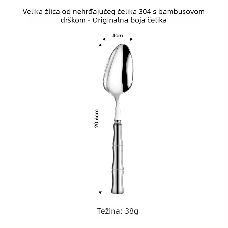 Set pribora od nehrđajućeg čelika 304 s keramičkom ručkom – nož, vilica i žlica (5 komada: nož za stol, vilica za stol, okrugla žlica, čajna žlica, špicasta žlica)