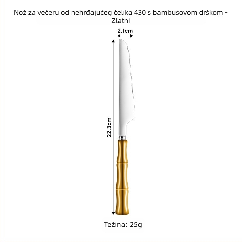 Set pribora od nehrđajućeg čelika 304 s keramičkom ručkom – nož, vilica i žlica (5 komada: nož za stol, vilica za stol, okrugla žlica, čajna žlica, špicasta žlica)