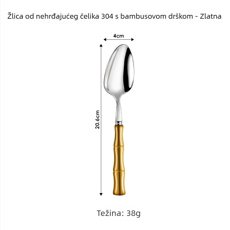 Set pribora od nehrđajućeg čelika 304 s keramičkom ručkom – nož, vilica i žlica (5 komada: nož za stol, vilica za stol, okrugla žlica, čajna žlica, špicasta žlica)