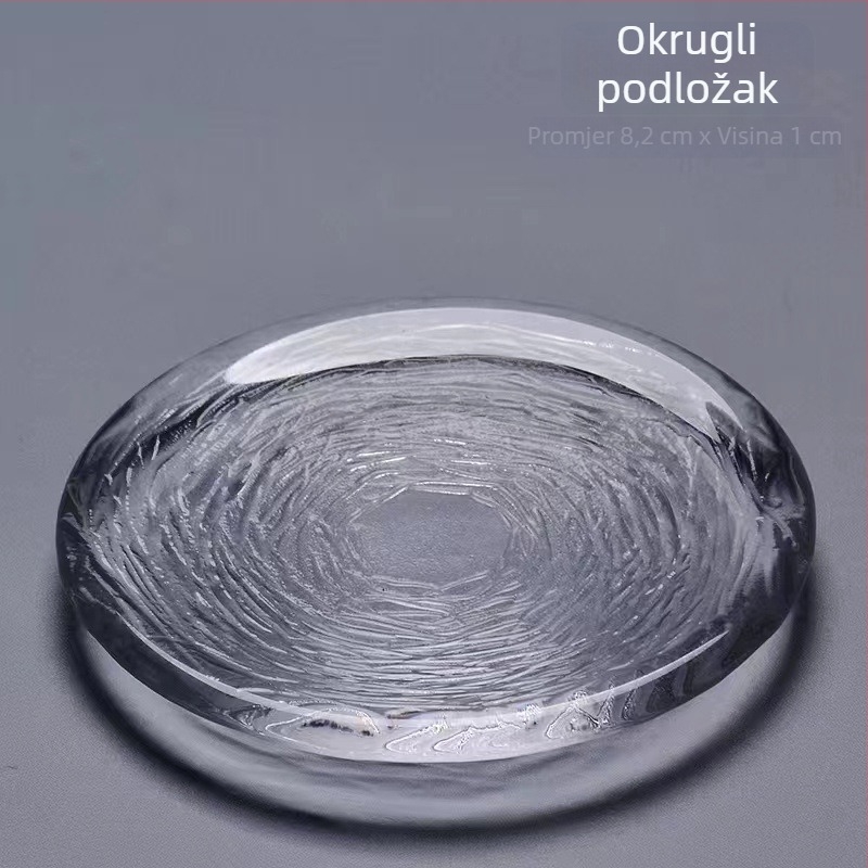 Prozirni podmetač za čaj od teksturiranog stakla za Kung Fu čajni set, mala šalica za čaj, čajna tačka i izolacijska podloga za ceremoniju čaja, kineski zen stil