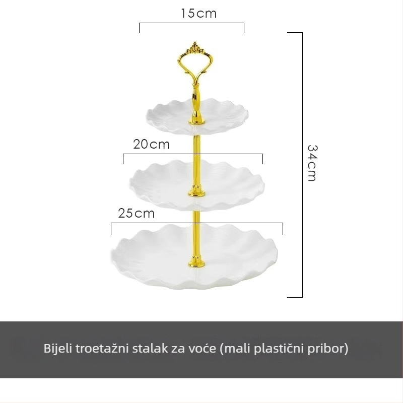Plastični trostruki pladanj za voće u nordijskom stilu za dnevni boravak