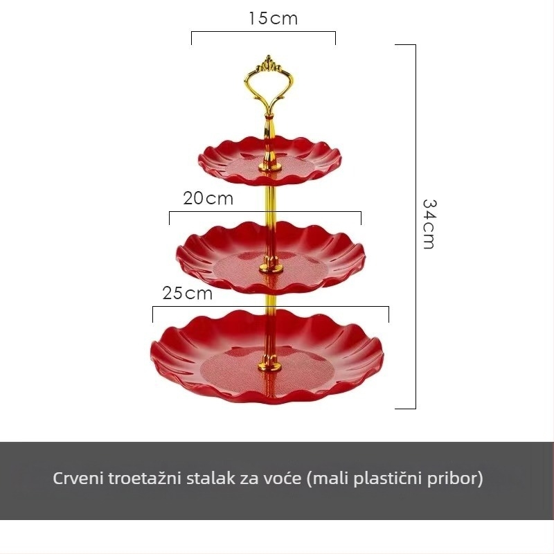 Plastični trostruki pladanj za voće u nordijskom stilu za dnevni boravak