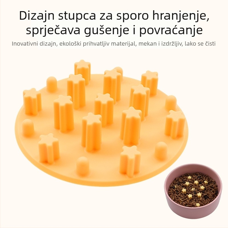 Posuda za sporo hranjenje za pse i mačke uz podlogu protiv gušenja
