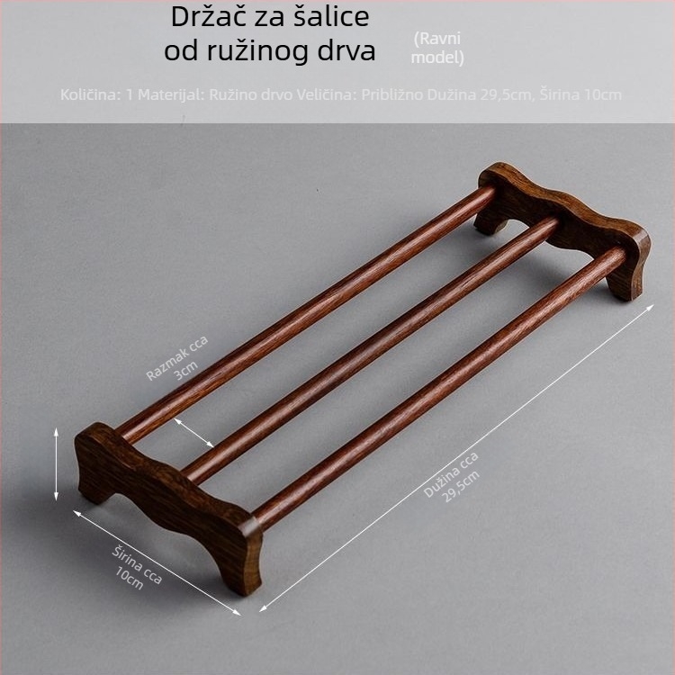 Stalak za čajne šalice od ebano drveta, jednoslojni drveni stalak za sušenje šalica čaja