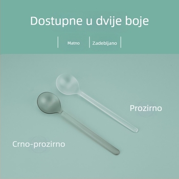 Jednokratna plastična žlica, mat završetak i debela konstrukcija, duga drška, okrugla glava, pojedinačno pakirano