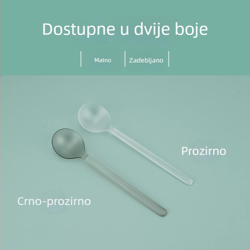 Jednokratna plastična žlica, mat završetak i debela konstrukcija, duga drška, okrugla glava, pojedinačno pakirano