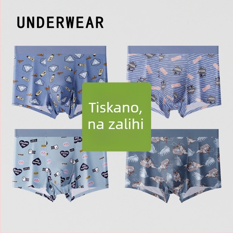 Muške bokserice od modalnog materijala s otiskom, prozračne, bezšivne