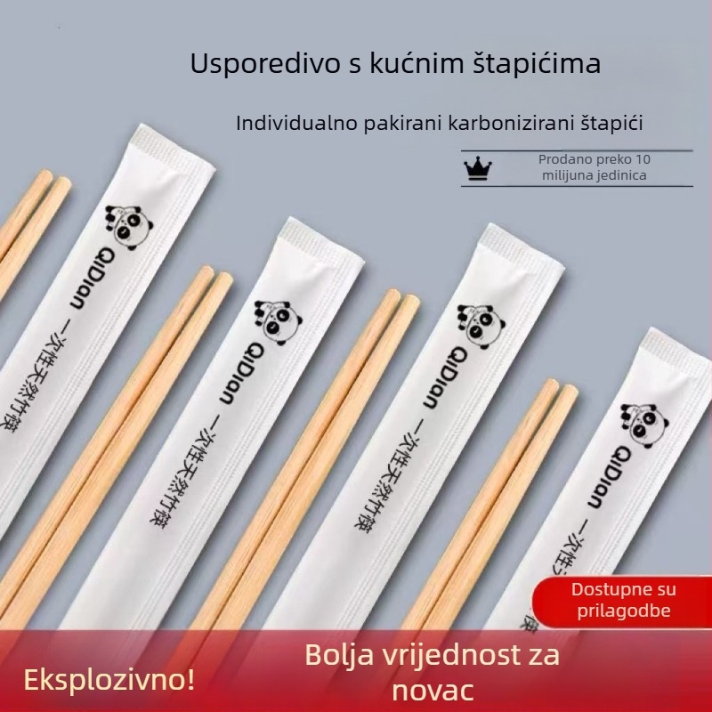 Jednokratne palčice od bambusa, kvalitete hrane, pojedinačno pakirane, higijenske za kućnu upotrebu i brzu hranu