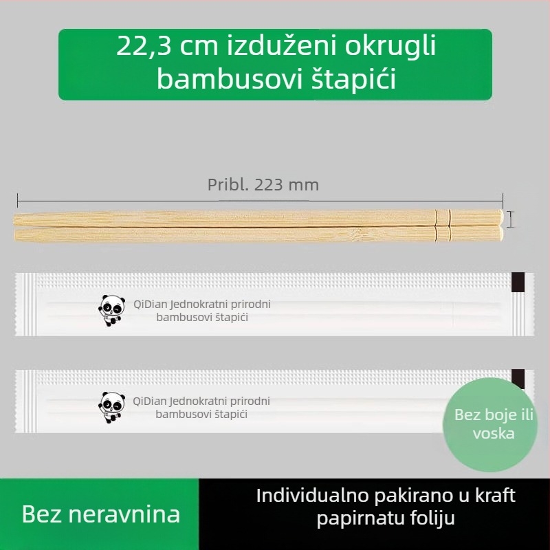 Jednokratne palčice od bambusa, kvalitete hrane, pojedinačno pakirane, higijenske za kućnu upotrebu i brzu hranu