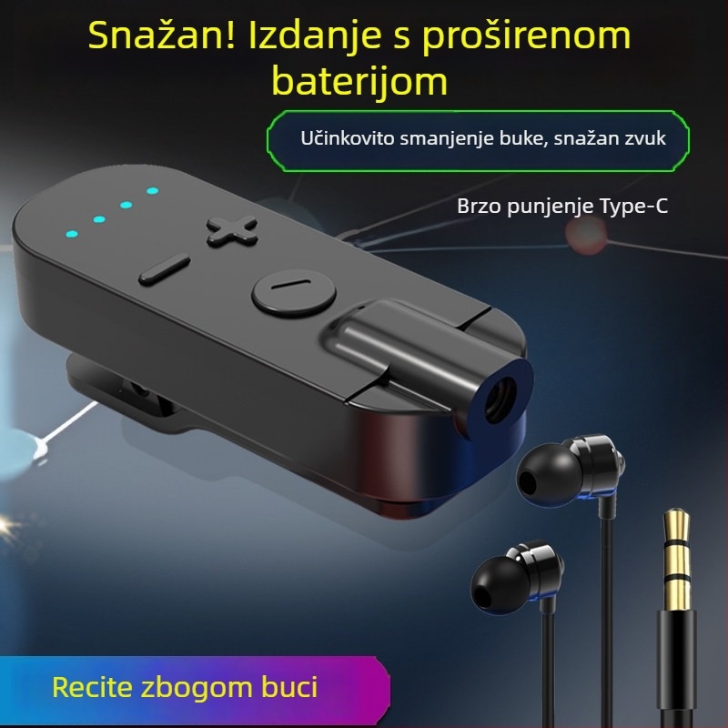 Klip-on Bluetooth slušalica-prijemnik s kostnom kondukcijom, visoka kvaliteta zvuka, redukcija buke, HD pozivi i slušanje glazbe