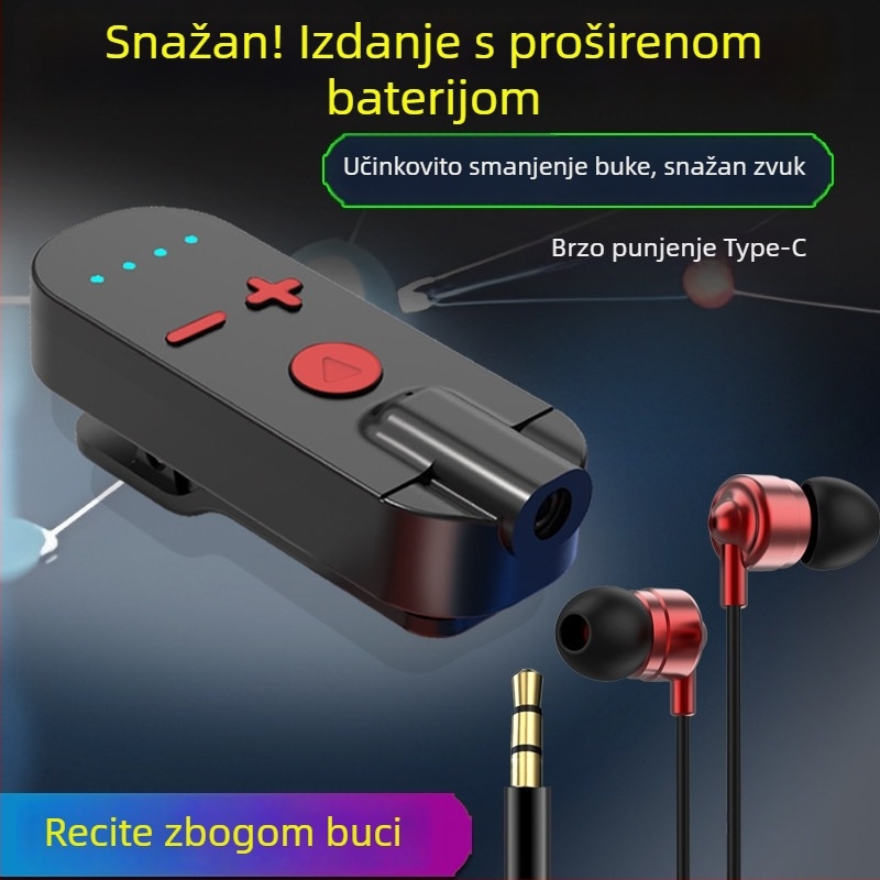 Klip-on Bluetooth slušalica-prijemnik s kostnom kondukcijom, visoka kvaliteta zvuka, redukcija buke, HD pozivi i slušanje glazbe