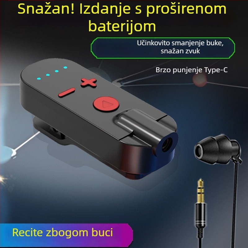 Klip-on Bluetooth slušalica-prijemnik s kostnom kondukcijom, visoka kvaliteta zvuka, redukcija buke, HD pozivi i slušanje glazbe