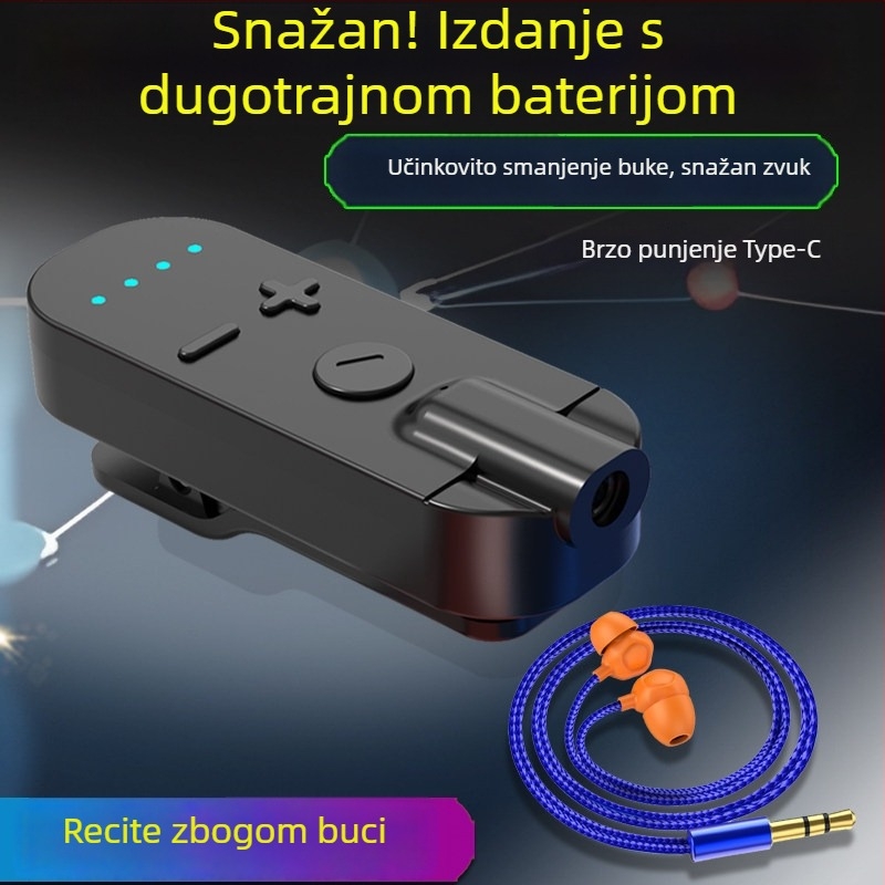 Klip-on Bluetooth slušalica-prijemnik s kostnom kondukcijom, visoka kvaliteta zvuka, redukcija buke, HD pozivi i slušanje glazbe