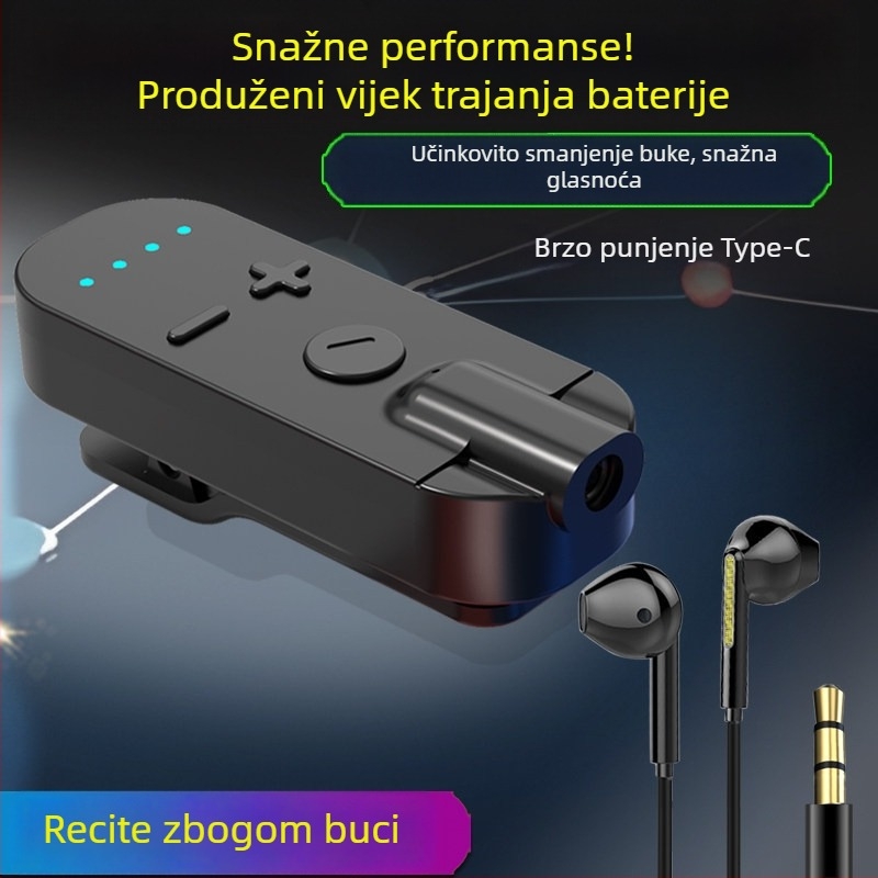Klip-on Bluetooth slušalica-prijemnik s kostnom kondukcijom, visoka kvaliteta zvuka, redukcija buke, HD pozivi i slušanje glazbe