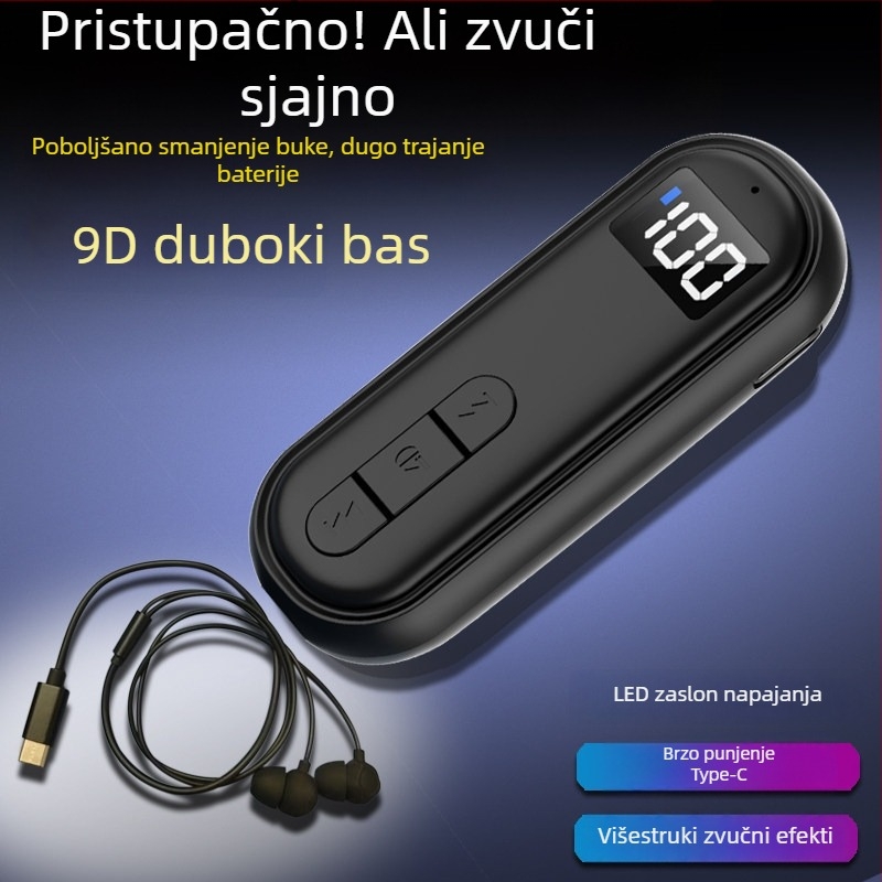 Klip-on Bluetooth slušalica-prijemnik s kostnom kondukcijom, visoka kvaliteta zvuka, redukcija buke, HD pozivi i slušanje glazbe