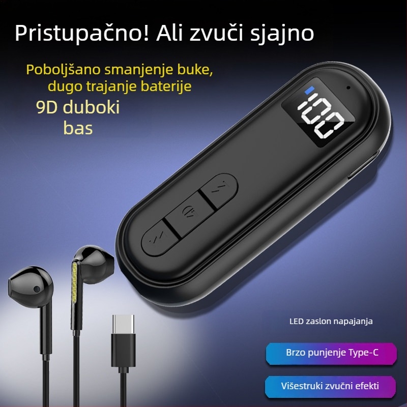 Klip-on Bluetooth slušalica-prijemnik s kostnom kondukcijom, visoka kvaliteta zvuka, redukcija buke, HD pozivi i slušanje glazbe