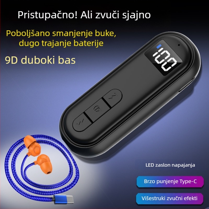 Klip-on Bluetooth slušalica-prijemnik s kostnom kondukcijom, visoka kvaliteta zvuka, redukcija buke, HD pozivi i slušanje glazbe