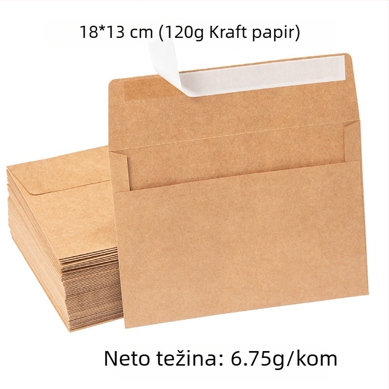 Kraft papir pozivnice, prazne, samoljepljive s odvojnom papirnom podloškom, dimenzije 13×18 cm i 15,8×10,8 cm