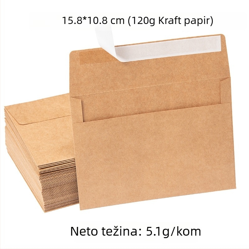 Kraft papir pozivnice, prazne, samoljepljive s odvojnom papirnom podloškom, dimenzije 13×18 cm i 15,8×10,8 cm