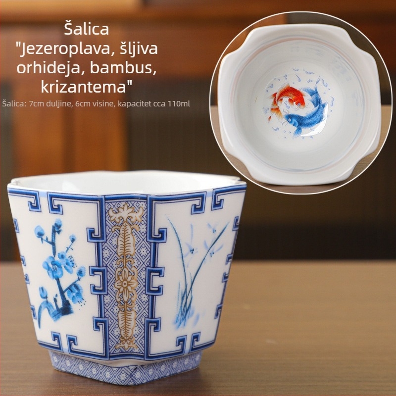 Čajne šalice s drakom i feniksom, porcelanski darovni set s prilagođenim logotipom, novi kineski stil