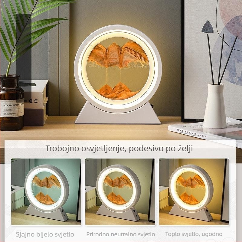 Umjetnost tečnog pijeska uz Bluetooth zvučnik i stolnu lampu – ukras s pijeskom, moderni stolni dekor, dar za useljenje