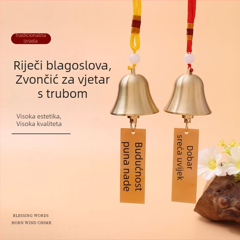 Akrilni privezak s blagoslovom za automobil — prenosni ukrasni zvonić vjetra