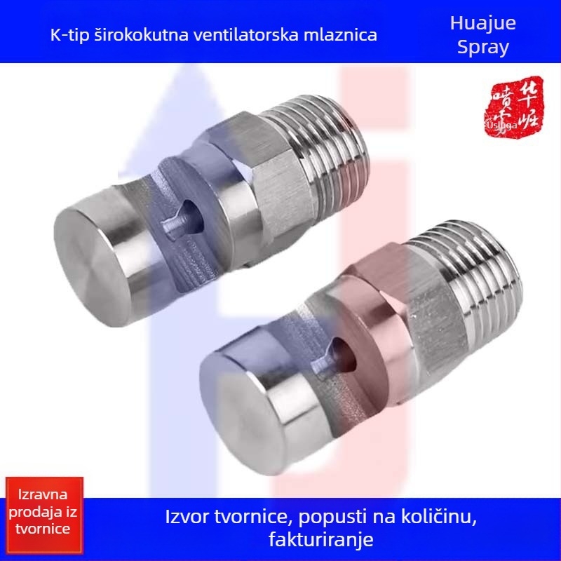 Nehrđajući čelik, mlaznica s širokim kutom tipa K za industrijsko hlađenje i potiskivanje prašine, vanjski navoj