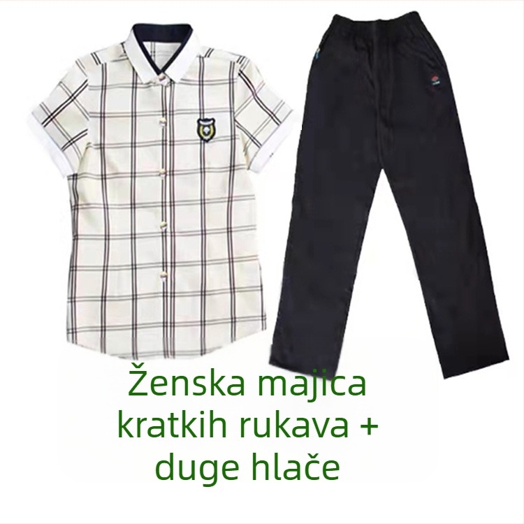 Nanning školska ljetna uniforma za djecu – karirani komplet s kratkim rukavima