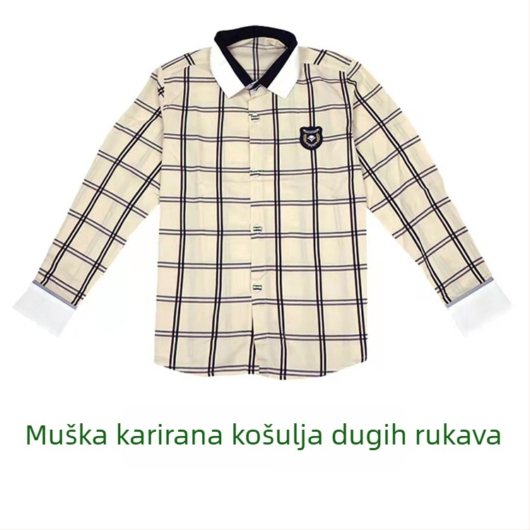Nanning školska ljetna uniforma za djecu – karirani komplet s kratkim rukavima