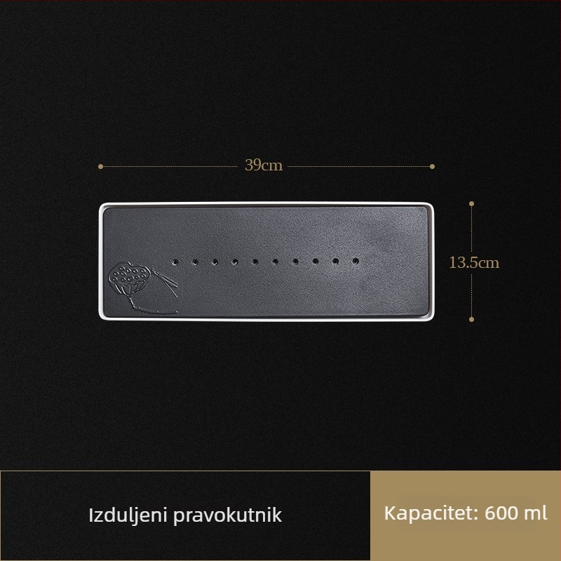 Okrugli pladanj za čaj od melamin-bambusa s spremnikom vode za Gongfu čajni set