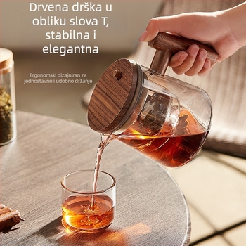 Wood Sheng Plaything šalice za čaj i čajnik s filtracijom za odjeljivanje vode, otporno staklo na visoke temperature, filtr, 550-700 ml, za ured