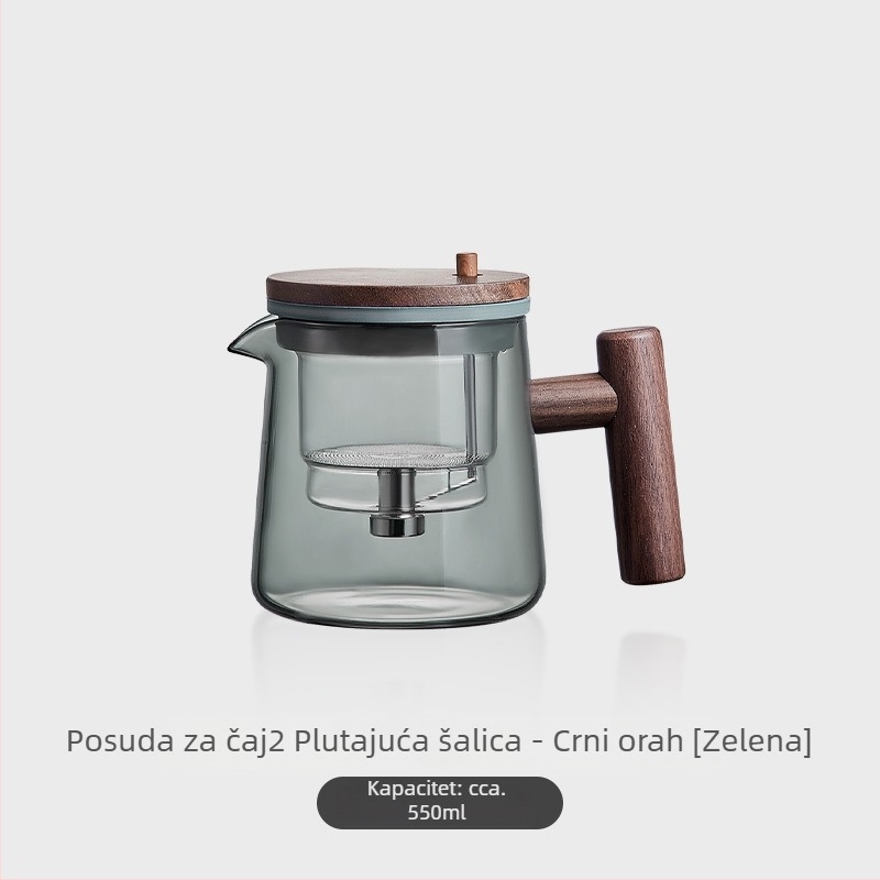 Wood Sheng Plaything šalice za čaj i čajnik s filtracijom za odjeljivanje vode, otporno staklo na visoke temperature, filtr, 550-700 ml, za ured