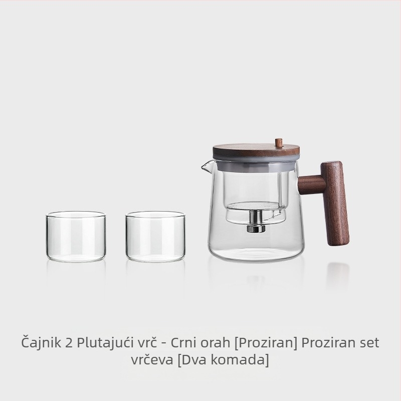 Wood Sheng Plaything šalice za čaj i čajnik s filtracijom za odjeljivanje vode, otporno staklo na visoke temperature, filtr, 550-700 ml, za ured