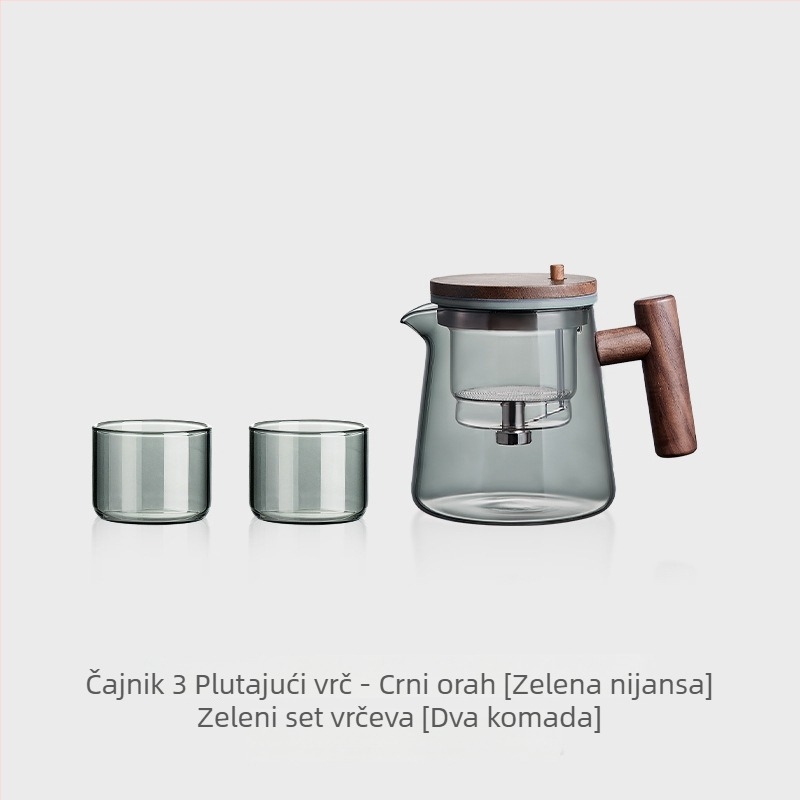 Wood Sheng Plaything šalice za čaj i čajnik s filtracijom za odjeljivanje vode, otporno staklo na visoke temperature, filtr, 550-700 ml, za ured