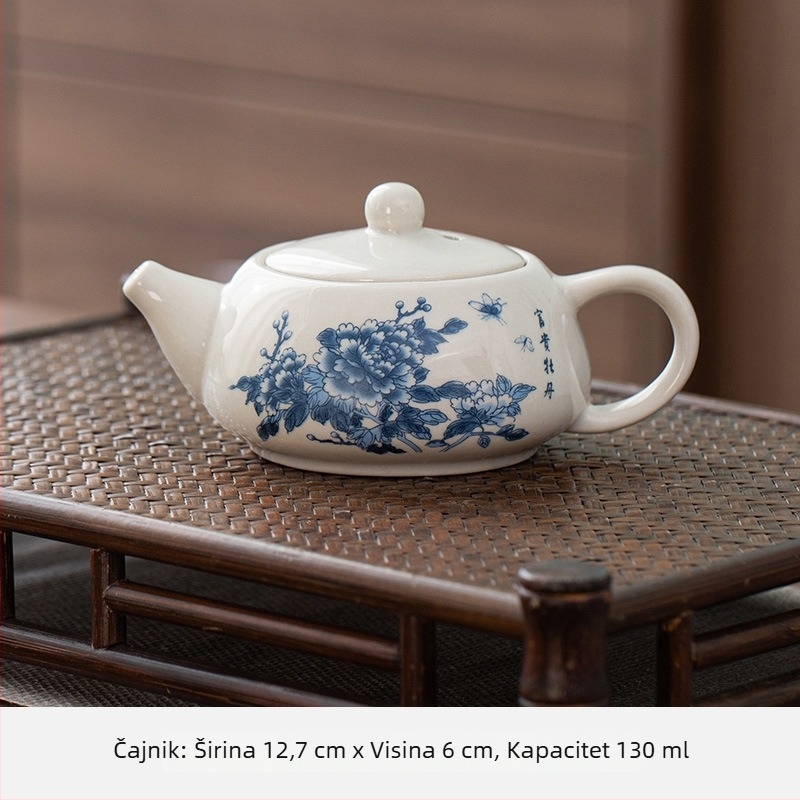 Keramički čajnik s filtrom, ručno izrađen, sivoplavi porcelan, raznih veličina za kućnu pripremu čaja