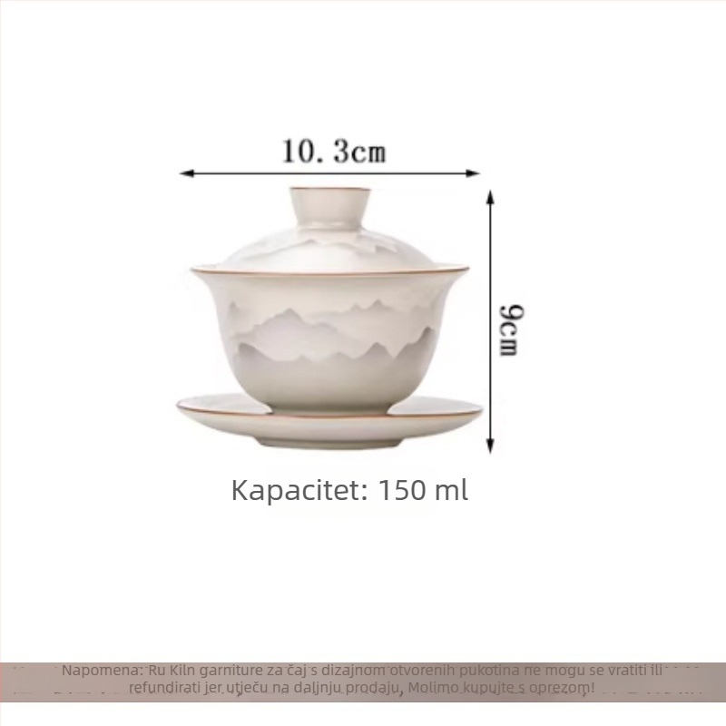 Keramički čajnik s motivom planine i vode, set za čaj sa šalicama i zdjelom, moderni minimalistički luksuzni stil