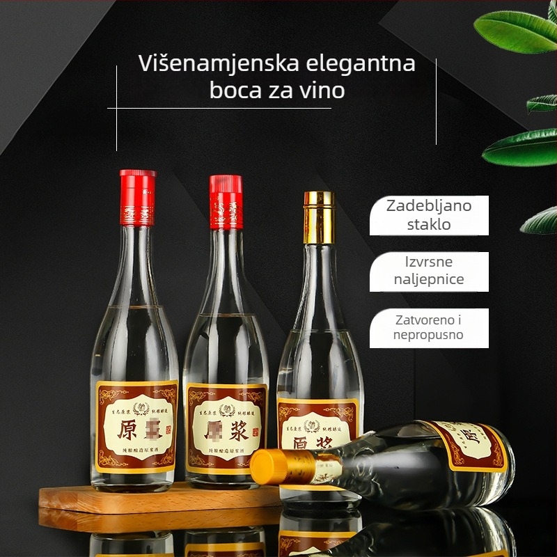 Prazna staklena boca 500 ml za kućnu destilaciju – boca za alkohol s klasičnim otvorom