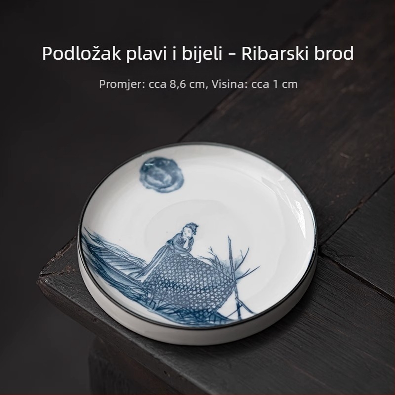 Okrugla keramička podložnica za šalice čaja, plavo-bijela, izolacijska podloga, dodatak za Kung Fu čajni set, držač Poklopca za čajnu tacnu