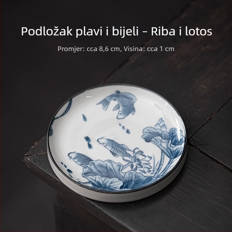 Okrugla keramička podložnica za šalice čaja, plavo-bijela, izolacijska podloga, dodatak za Kung Fu čajni set, držač Poklopca za čajnu tacnu