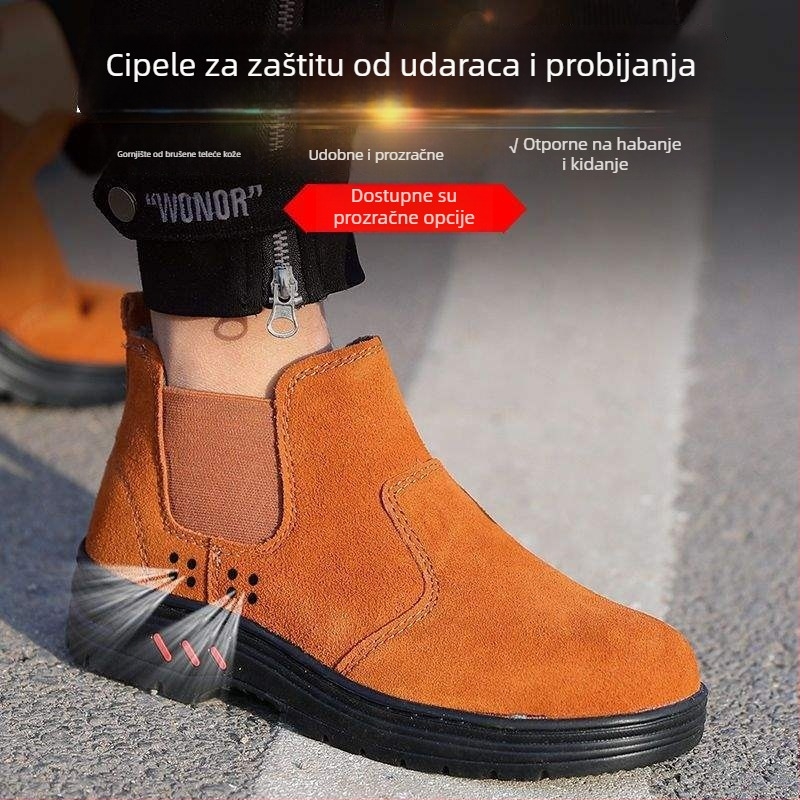 Muške zaštitne cipele za zavarivače — ljetne prozračnost, čelična kapica, protuklizne, otporne na probijanje, otporne na habanje, lagane, bez mirisa