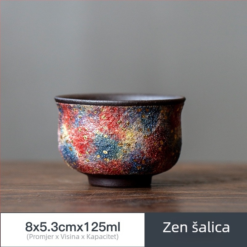 Ručni keramički čajnik od više boja glinene, vintage stil, s bočnom drškom
