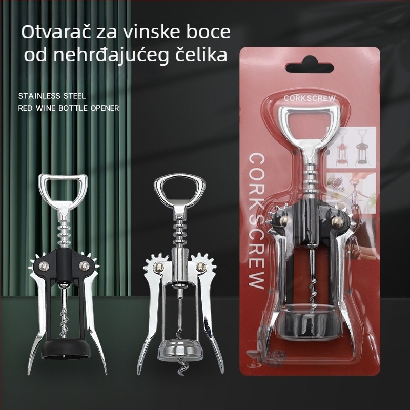Višestruki otvarač boca od cinkovog legura, s trombastim otvaračem za šampanjac i nehrđajući čelični korkovač